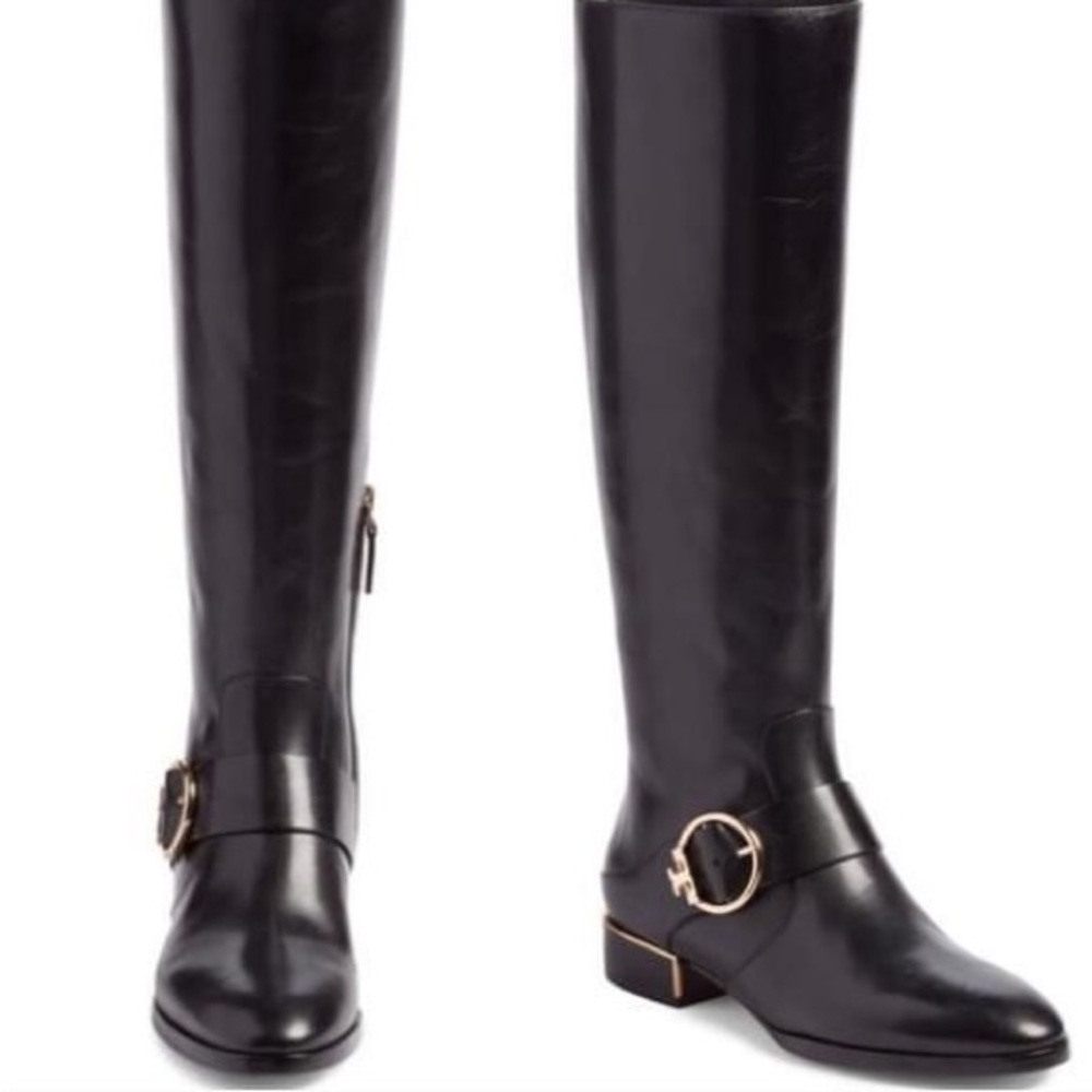 Tory Burch Sofia Riding Boots - size 7.5 - black leather